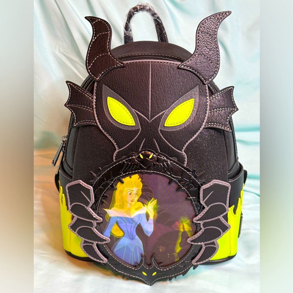Loungefly x Disney Sleeping Beauty Maleficent Dragon Lenticular Mirror Backpack